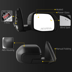 Side Rear View Mirror Compatible with 2021-2025 Ford Bronco Sport Power Heated Glass Blind Spot Manual Folding HD Glass Lens Passenger Door Mirror Replace#M1PZ17682A M1PZ17682A-PFM(7pin)