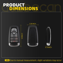 Smart Key Fob Replacement for Ford Mustang 2017 2018 2019 2020 2021 2022, Fusion 2017-2021, Mustang Cobra 2019-2022 Keyless Entry Remote Control #164-R8149 M3N-A2C93142600 902Mhz(5 Buttons)