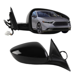 Side Rear View Mirror Black Compatible with 2023-2026 Honda Accord Power Heated Blind Spot Manual Folding HD Glass Passenger Right Mirror Assembly Replace#76208TVAA22 HO1321356(7pin)
