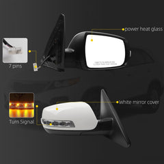 Right Passenger Side Mirror Compatible with 2011-2015 Kia Sorento with Power Heated Glass, Turn Signal Light, Manual Folding, White Mirror Cap Replace# KI1321146 (7Pins)