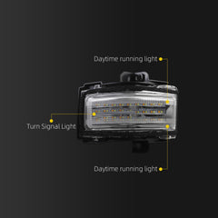Dasbecan LED Tow Mirror Turn Signal Lamp w/DRL Compatible with Ford 17-26