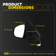 Driver Side Mirror Compatible with 2016-2023 Toyota Tacoma Grey Left Door Mirror w/Power Glass/Heated Glass Feature Replace# 8794004230 (5pins)