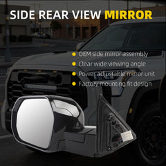 Side Mirror For 2022-2026 Toyota Tundra Left Driver Side 6 Pin | Power Glass Heated Door Mirrors ViewMirror Assembly Replace# 89100C651 897100C692