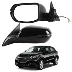 Passenger Side Mirror Compatible with 2017-2022 Honda HRV EX EXL with Power Heated Glass, Manual Folding, Turn Signal Replace# HO1321286 (6Pins) Crystal Black