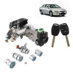 Ignition Switch Door Lock Cylinder Assembly Compatible with Honda Accord 2003-2007 Chip ID48 Immobilizer Keys