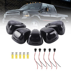 5X LED Cab Roof Marker Amber Clearance Lights, Black Smoke Lens | Compatible with Ford 1999-2016 F150 F250 F350 F450 F550 Super Duty Pickup Trucks SUV Replace# 264142BK