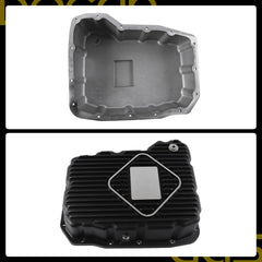 1061525 Cast Aluminum Deep Transmission Pan Compatible with Ram Also Fits Dodge Dakota Durango Jeep Grand Cherokee 2000-2024 ,Heavy-Duty Diesel Performance Transmission Pan (Black)