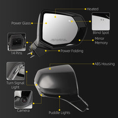 Dasbecan Side RearView Mirror Compatible with 2021-2024 Cadillac Escalade(ESV) Heated Blind Spot Power Folding Camera Puddle Light Right Passenger Side Door Mirror Replace 84977471 (14Pin)