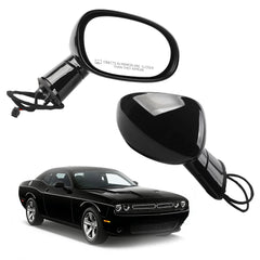 Right Passenger Side Mirror Compatible with 2015-2019 Dodge Challenger with Power Heated Glass, Manual Folding, Black Paint Mirror Assembly Replace# CH1321396 (5Pins)