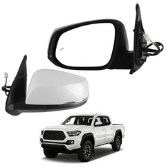 Driver Side Mirror Compatible with 2016-2023 Toyota Tacoma White Left Door Mirror w/Power Heated Glass/Blind Spot Light/Turn Signal Feature Replace# 8794004250 (8pins)