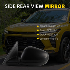 Side Rear View Mirror Compatible With 2024-2026 Chevy Trax Power Glass Bind Spot Heated Shell Trim Assembly Door Mirrors ViewMirror Left Driver Side Replace# 42891804 42794439(6 Pins)
