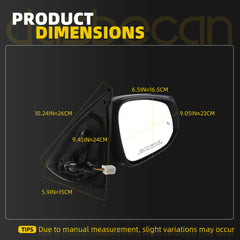 Passenger Side Mirror Compatible with 2016-2023 Toyota Tacoma Grey Right Door Mirror w/Power Heated Glass/Blind Spot Light/Turn Signal Feature Replace# 8791004250 (8pins)