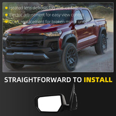 Side Rear View Mirror Compatible With 2023-2026 Chevy Colorado Power Glass Heated Electric adjustment Door Mirrors Left Driver Side Replace# 87845813 85655428 85655428-PFM(5 Pins)