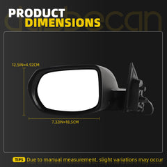 Left Driver Side Mirror Compatible with 2017-2022 Honda HRV LX Sport with Power Glass, Manual Folding, Black Cover, Non-Heated Replace# HO1320285 76258T7W305(3Pins)