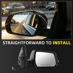 Side Rear View Mirror Compatible with 2020-2024 GMC Acadia AT4/SL/SLE Heated Blind Spot Power Glass Manual Folding Right Passenger Door Mirror Replace# GM1321654 84579491 84579491-PFM (7 Pin)
