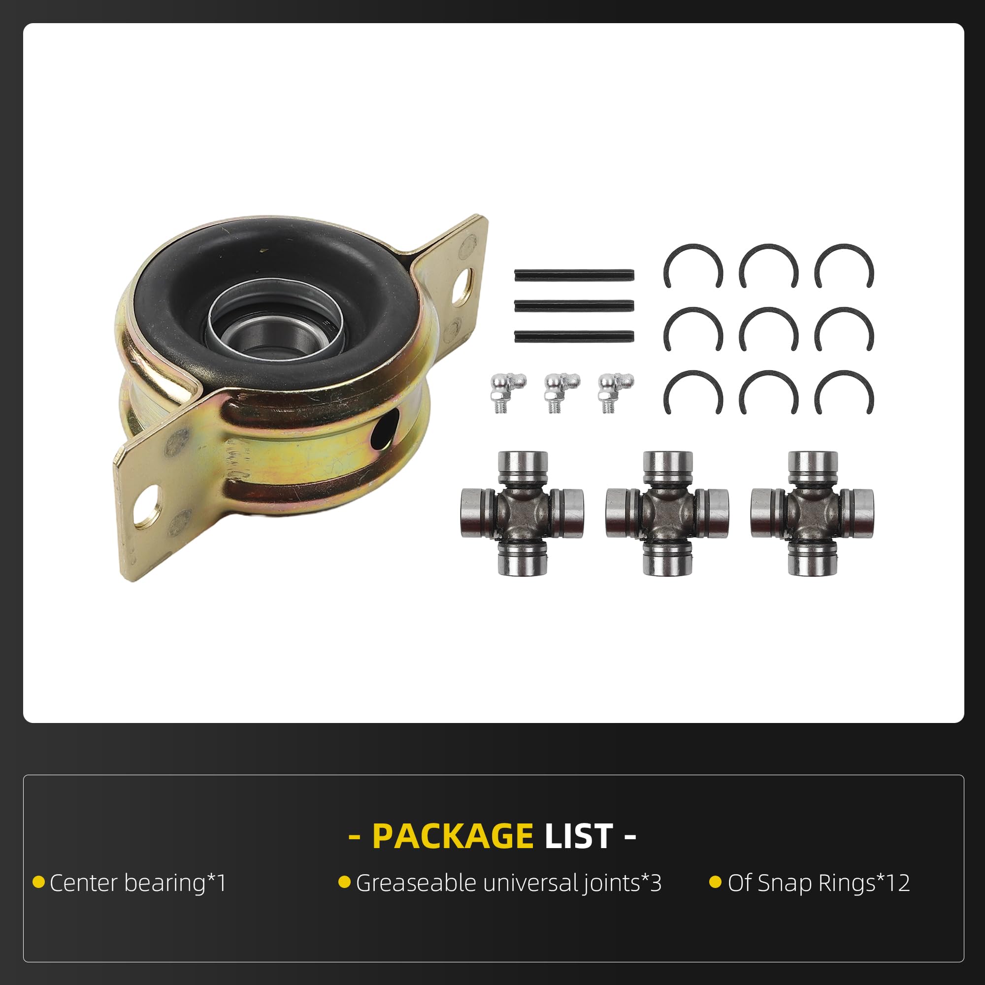 Drive Shaft Center Support Bearing and U-Joints Kit Set Compatible with Toyota Tacoma 2005-2015 2WD 4WD Replaces# 37230-0K040 5-213X - Dasbecan