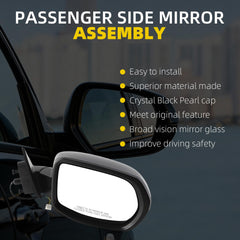 Right Passenger Side Mirror Compatible with 2017-2022 Honda HRV LX Sport with Power Glass, Manual Folding, Black Cover, Non-Heated Replace# HO1321285 76208T7W305(3Pins)