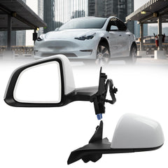 Side Rear View Mirror Compatible with 2020-2024 Tesla Model Y Anti-Glare Glass with Mirror Memory Power Heated Left Driver Side Power Folding #1594111-98-A 159411198A (13pin White)