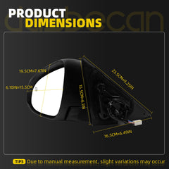 Passenger Side Mirror Compatible With 2012 2013 2014 Toyota Camry Right Door Mirror with Manual Folding Power Heated Glass Replace#TO1321276 8790806411(5Pins) Black Cover