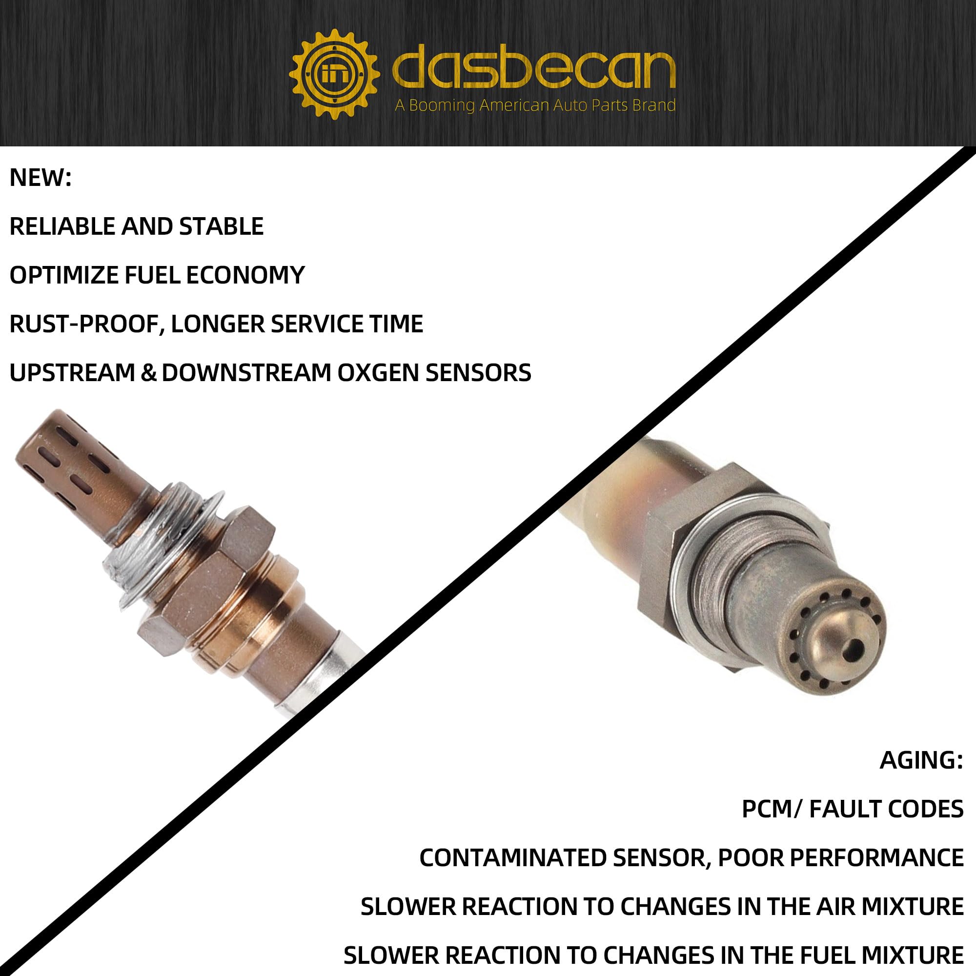 Upstream & Downstream Oxygen Sensor 234-5029 234-4238 Compatible with KIA Sportage Sorento Optima Rando Forte 5 Koup 2.0L 2.4L & Hyundai Tucson Sonata Santa Fe 2.0 2.4 Non-Turbo - Dasbecan