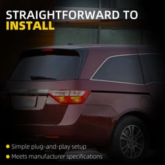 Tail Light Assembly Compatible with 2011 2012 2013 Honda Odyssey Halogen Rear Lamp Taillight Left Driver Side Replace#33550-TK8-A01 HO2804100