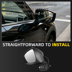 Side Mirror For Mazda CX-5 2015 2016 Blind Spot Left 7 Pins Black Driver Side Rear View Mirror Power Glass Heated Turn Signal Light Manual Folding Door Mirrors OE# KR2569181A CLH85707051