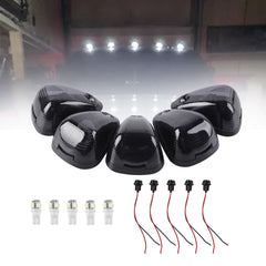 5X LED Cab Roof Marker White Clearance Lights, Black Smoke Lens | Compatible with Ford 1999-2016 F150 F250 F350 F450 F550 Super Duty Pickup Trucks SUV Replace# 264142BK