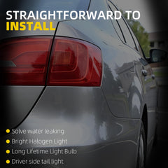 Driver Tail Light Assembly Compatible with 2011-2014 Volkswagen Jetta Rear Lamp Outer Left Side with Halogen Bulbs Rear Taillight, Cannot fit to Hybrid Replaces# VW2804107 5C6945095D - Dasbecan