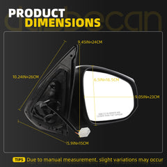 Passenger Side Mirror Compatible with 2016-2023 Toyota Tacoma White Right Door Mirror w/Power Glass/Heated Glass Feature Replace# 8791004220 (5pins) Visit the Dasbecan Store