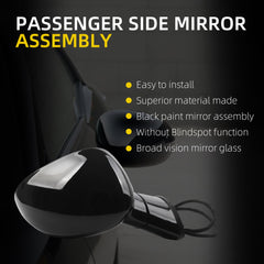 Right Passenger Side Mirror Compatible with 2015-2019 Dodge Challenger with Power Heated Glass, Manual Folding, Black Paint Mirror Assembly Replace# CH1321396 (5Pins)