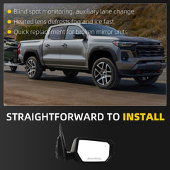 Side Rear View Mirror Compatible With 2023-2026 Chevy Colorado Power Glass Heated Bind Spot Door Mirrors Shell Trim Right Passenger Side Replace# 87845754 85655424 85655424-PFM(6 Pins)
