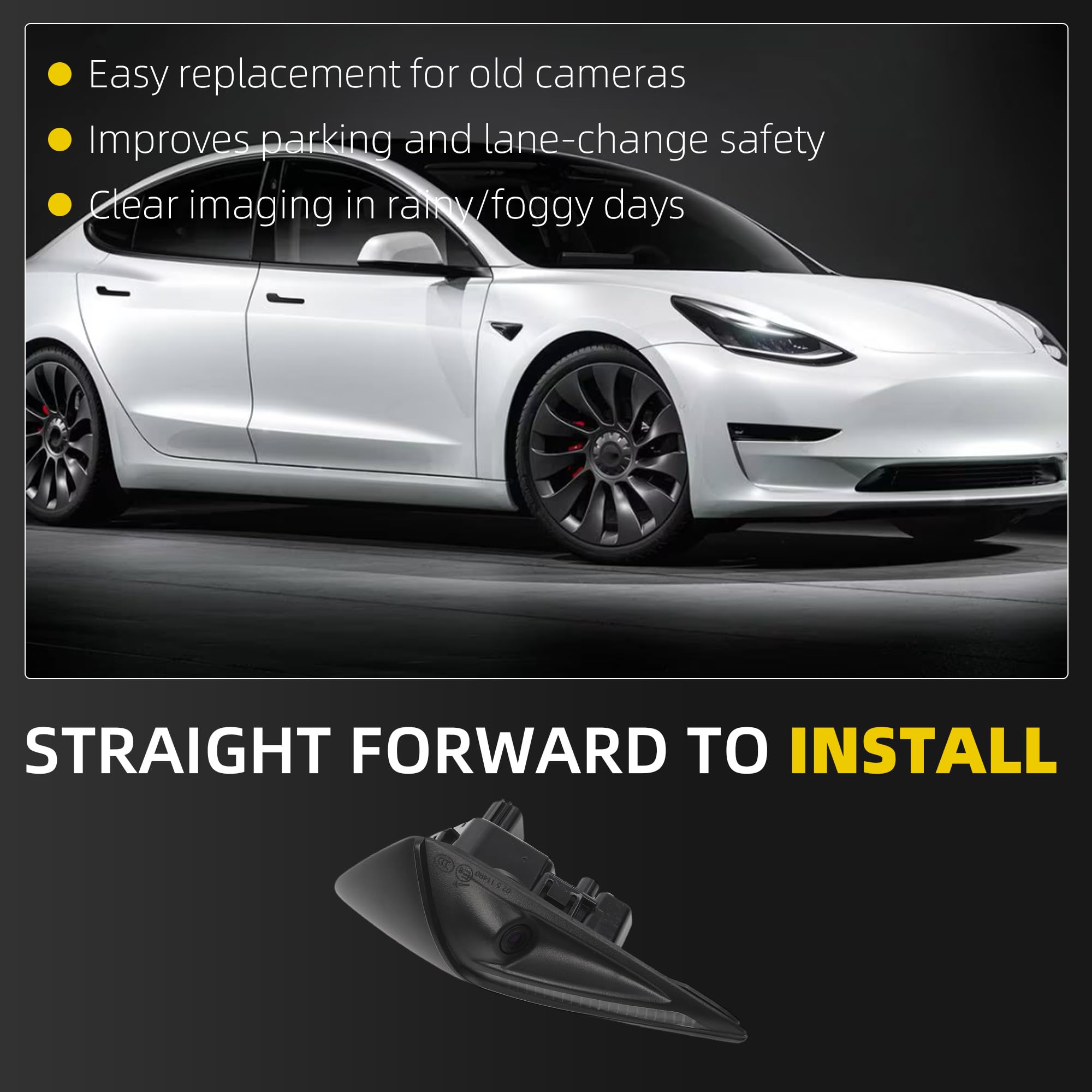 Fender Camera Front Fender Camera Compatible with 2017-2023 Tesla Model 3 2020-2023 ...