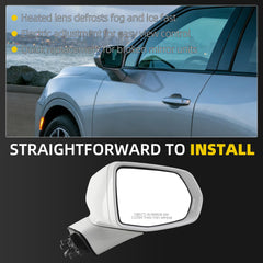 Rear View Mirror Assembly Compatible with Chevy Chevrolet Blazer 2019-2025 Manual Folding Heated Power Glass Turn Signal Light Replace 84539678 Right Passenger Side White(7Pins)