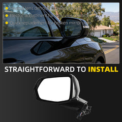 Rear View Mirror Assembly Compatible with Chevy Chevrolet Blazer 2019-2025 Manual Folding Heated Power Glass Replace 84698486 Left Driver Side Black(5Pins)