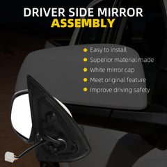 Driver Side Mirror Compatible with 2016-2023 Toyota Tacoma White Left Door Mirror w/Power Glass/Heated Glass Feature Replace# 8794004230 (5pins)