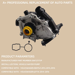 Mechanical Engine Water Pump Assembly Compatible with VW Beetle Jetta Passat 2013 2014 2015 2016 Replaces# 06K121111P 06K121011B