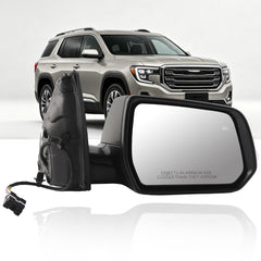 Side Rear View Mirror Compatible with 2020-2024 GMC Acadia AT4/SL/SLE Heated Blind Spot Power Glass Manual Folding Right Passenger Door Mirror Replace# GM1321654 84579491 84579491-PFM (7 Pin)