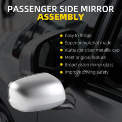 Passenger Door Side Mirror Compatible With 2009-2014 Honda Fit Right Side View Mirror with Manual Folding Power Glass Non-Heated Silver Replace# HO1321246 76208-TK6-305 76208TK6305(3 Pins)