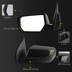 Side Rear View Mirror Compatible With 2023-2026 Chevy Colorado Power Glass Heated Electric adjustment Door Mirrors Left Driver Side Replace# 87845813 85655428 85655428-PFM(5 Pins)