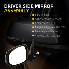 Driver Side Mirror Compatible with 2016-2023 Toyota Tacoma Grey Left Door Mirror w/Power Heated Glass/Blind Spot Light/Turn Signal Feature Replace# 8794004250 (8pins)