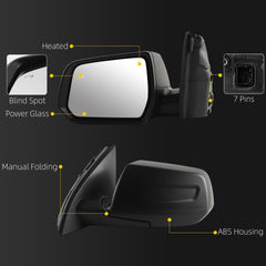 Side Rear View Mirror Compatible With 2017 2018 2019 GMC Acadia SL/SLE Power Glass Bind Spot Heated Door Mirrors ViewMirror Left Driver Side Replace# GM1320615 84293664 84293664-PFM(7 Pins)