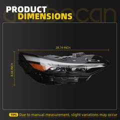 Headlights w/bulbs Compatible With HYUNDAI ELANTRA 1.6L/ 2.0L 2024-2025 Right Passenger Side Replace#92012-AA740 92012AA740