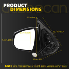 Driver Side Mirror Compatible with 2016-2023 Toyota Tacoma White Left Door Mirror w/Power Glass/Heated Glass Feature Replace# 8794004230 (5pins)