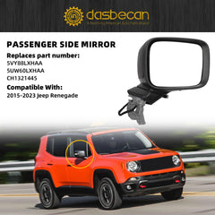 Right Passenger Side Mirror Compatible with 2015-2023 Jeep Renegade Heated Manual Fold Power Glass Turn Signal Temperature Sensor Door Mirror Replaces#CH1321445 (7+2Pins）