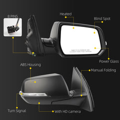 Side Rear View Mirror Compatible with 2022-2023 Chevy/Chevrolet Traverse LT Door Rearview Mirror Heated Manual Folding Turn Signal Blind Spot With HD Camera Passenger Right 84952626(8pin)
