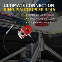 3246 5th Wheel Kingpin Coupler Assembly with Funnel Compatible with Andersen Ultimate Connection System, Includes Coupler Block, Ball Funnel, Latch Cable, Bolts and Hardware Kit