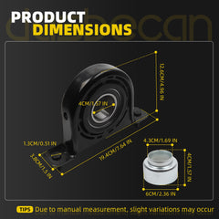 HB108D Drive Shaft Center Support Bearing Carrier Bearing Compatible with Chevy Avalanche Express Silverado Suburban, Dodge Dakota Ram 1500,GMC Savana Sierra,Nissan Frontie Titan HB-88540