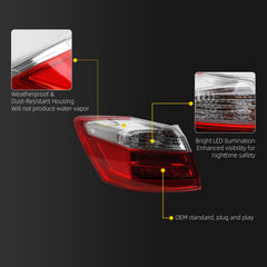 LED Tail Light Assembly Compatible with 2013-2015 Honda Accord Sedan EX-L Touring Rear Lamp Taillight Left Driver Side Replace# 33550T2AA12