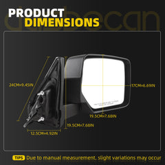 Right Side Mirror Compatible with 07-15 Jeep Patriot Texture 3Pins | CH1321281 5155456AK Passenger Mirror with Power Adjust Glass, Manual Folding, Non-Heated