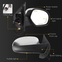 Passenger Side Mirror Compatible with 07-13 Chevy Silverado 11Pins 07-13 GMC Sierra Yukon Chrome Mirror w/ Power Folding, Power Heated Glass, Turn Signal Light, Puddle Light 25776084 GM1321499